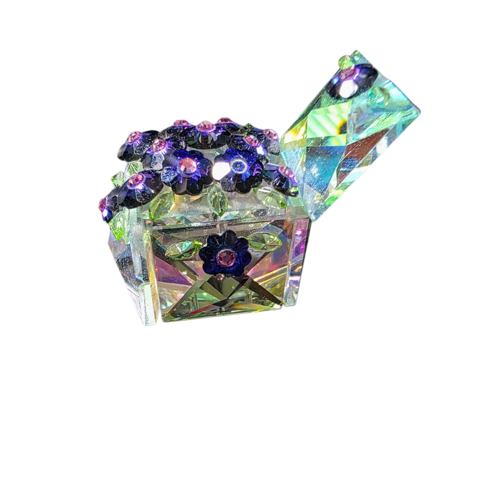 Swarovski Crystal Trinket Box with Floral Design